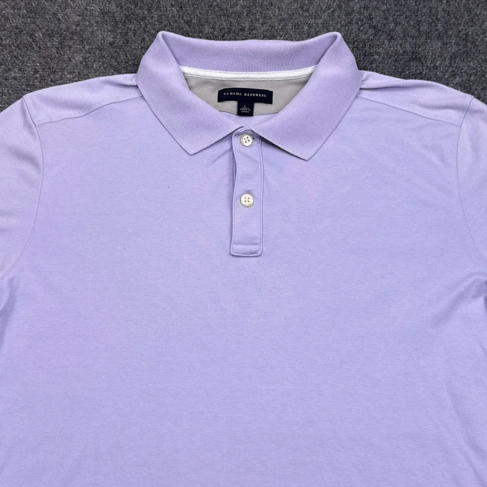 Banana Republic Polo Shirt Mens Size Large Pastel Purple Casual Cotton Essential
